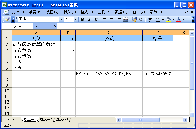 BETADIST函数