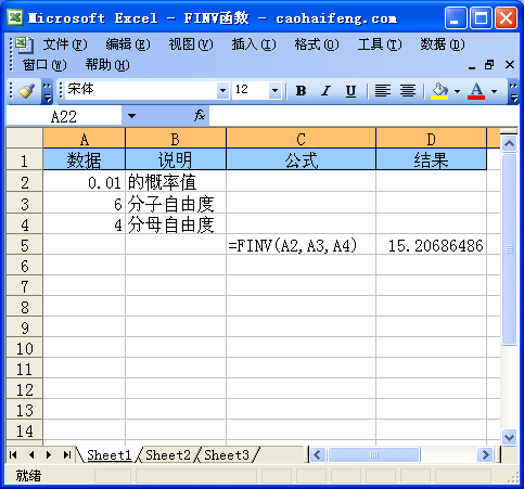Excel中使用FINV函数