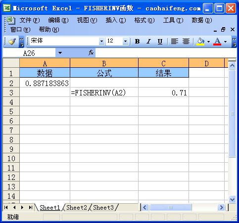 Excel中使用FISHERINV函数