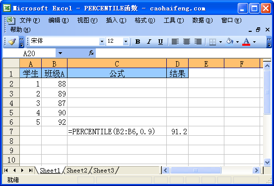 PERCENTILE函数