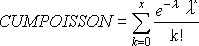 cumulative = TRUE时POISSON 的计算公式