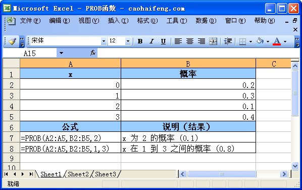 Excel中使用PROB函数