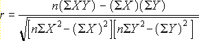 Pearson 乘积矩相关系数 r 的计算公式