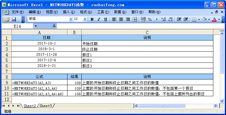 NETWORKDAYS函数