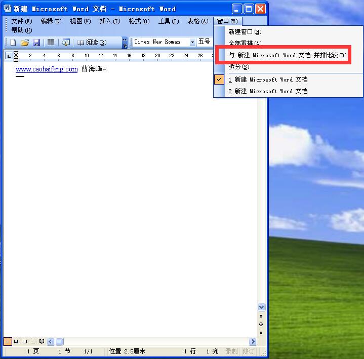 Word 2003新增功能：并排比较文档