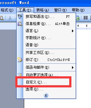 word2003自定义选项命令